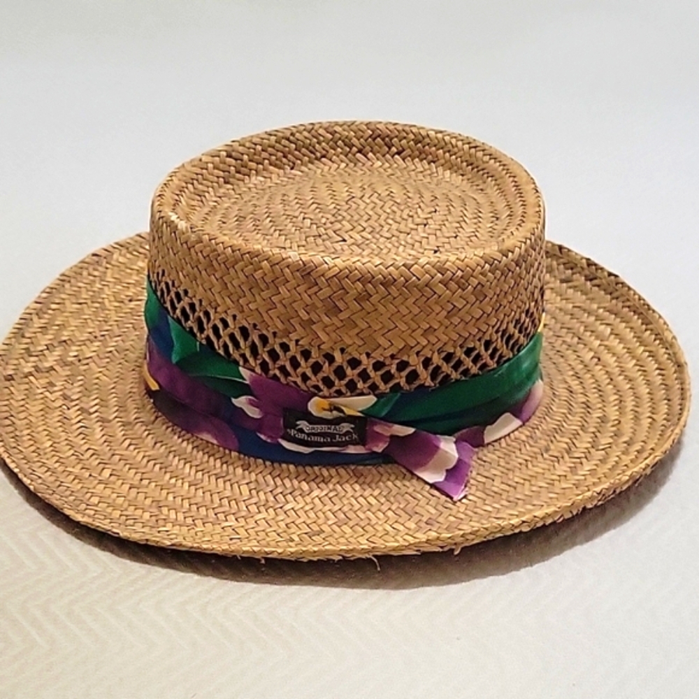 Original Panama Jack Straw Hat with Floral Band - Large